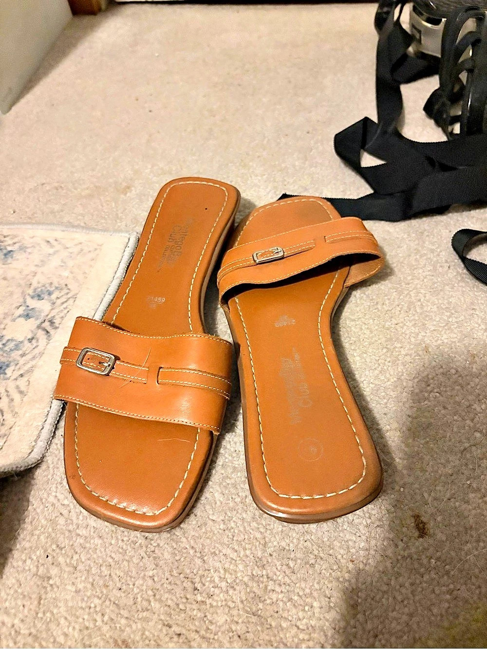Montego Bay Club Women's Brown Buckle Slide Sandals US 9